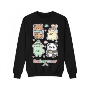 Áo Sweater Emberwear "Winter Friends" – Phong Cách Kawaii Đáng Yêu