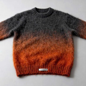 Áo Len Lông Xù Ombre Gradient - Emberwear Signature (Black/Burnt Orange)